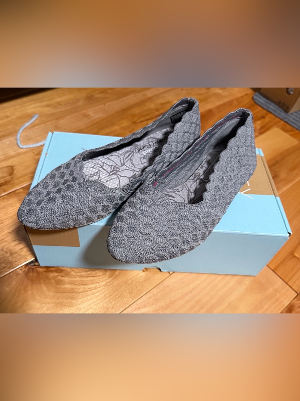 Skechers Gray Textured Air-Cooled Memory Foam Flats